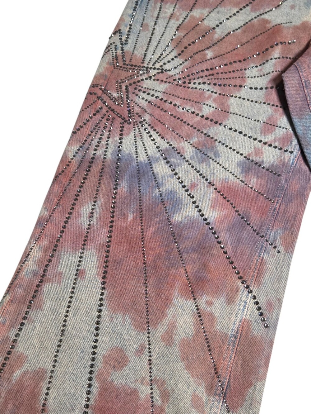 We The Free Aurora Tie Dye Sequin Flare Jeans Mid Rise Y2K Denim 31 NWOT - Picture 6 of 16